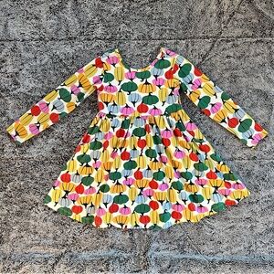 Hanna Andersson Girls Long Sleeve Skater Dress with Pockets | Size 6-7